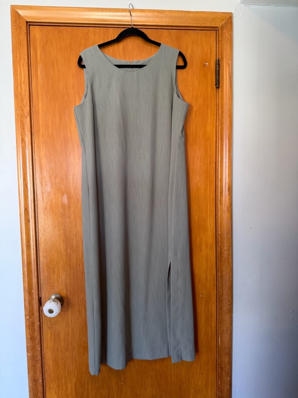 Sleeveless Olive Maxi Dress with Side Slit